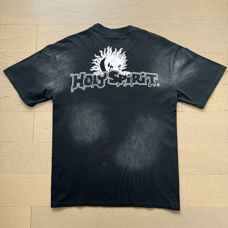 Hellstar Holy‑Spirit Angel‑Ghost Graphic Black Tee P140 6786#