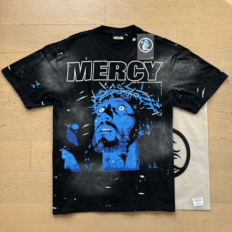 Hellstar Mercy Jesus Portrait Graphic Tee Black P140 6796#
