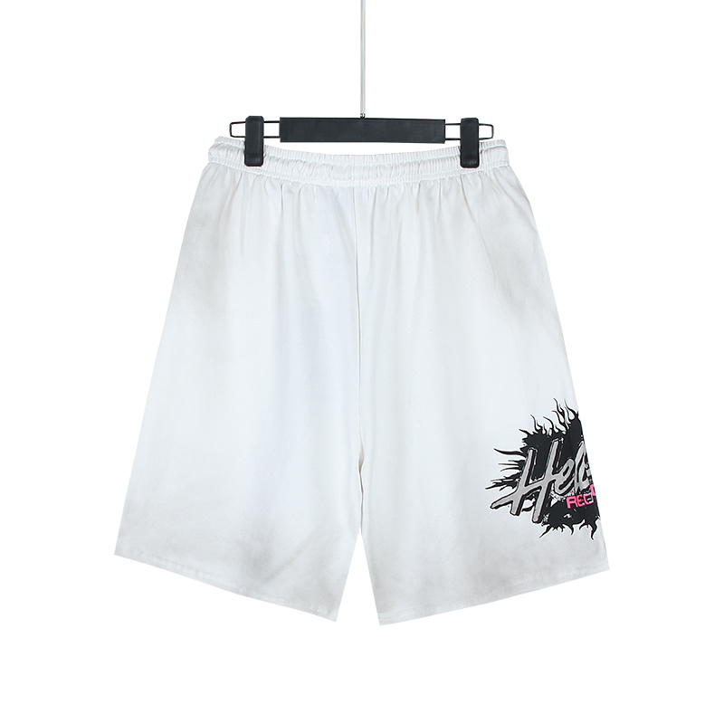 Hellstar Studios Inc. Screaming Flame Washed Shorts - Black/White/Red P150 778#