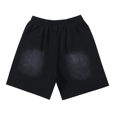Hellstar Cyber Ice Blue Stereoscopic Logotype Fleece Shorts Black P150 789# 02
