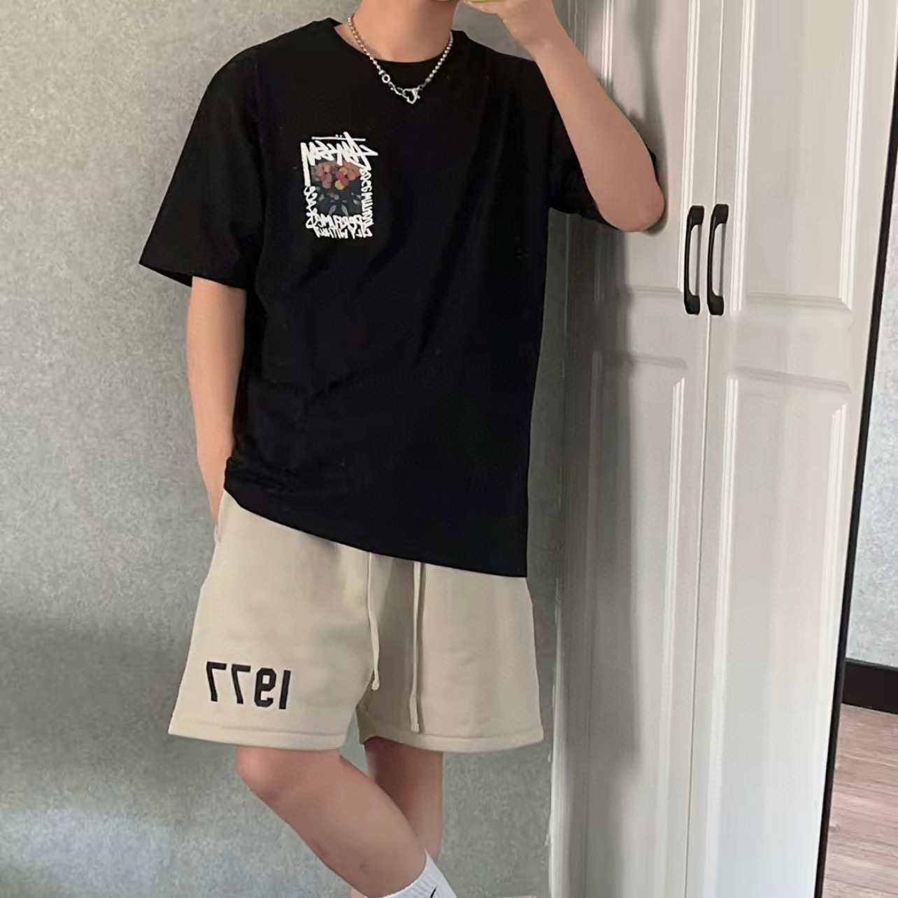 Stussy Floral‑Photo Surrounding‑Poetry Oversized Short‑Sleeve Tee XB849