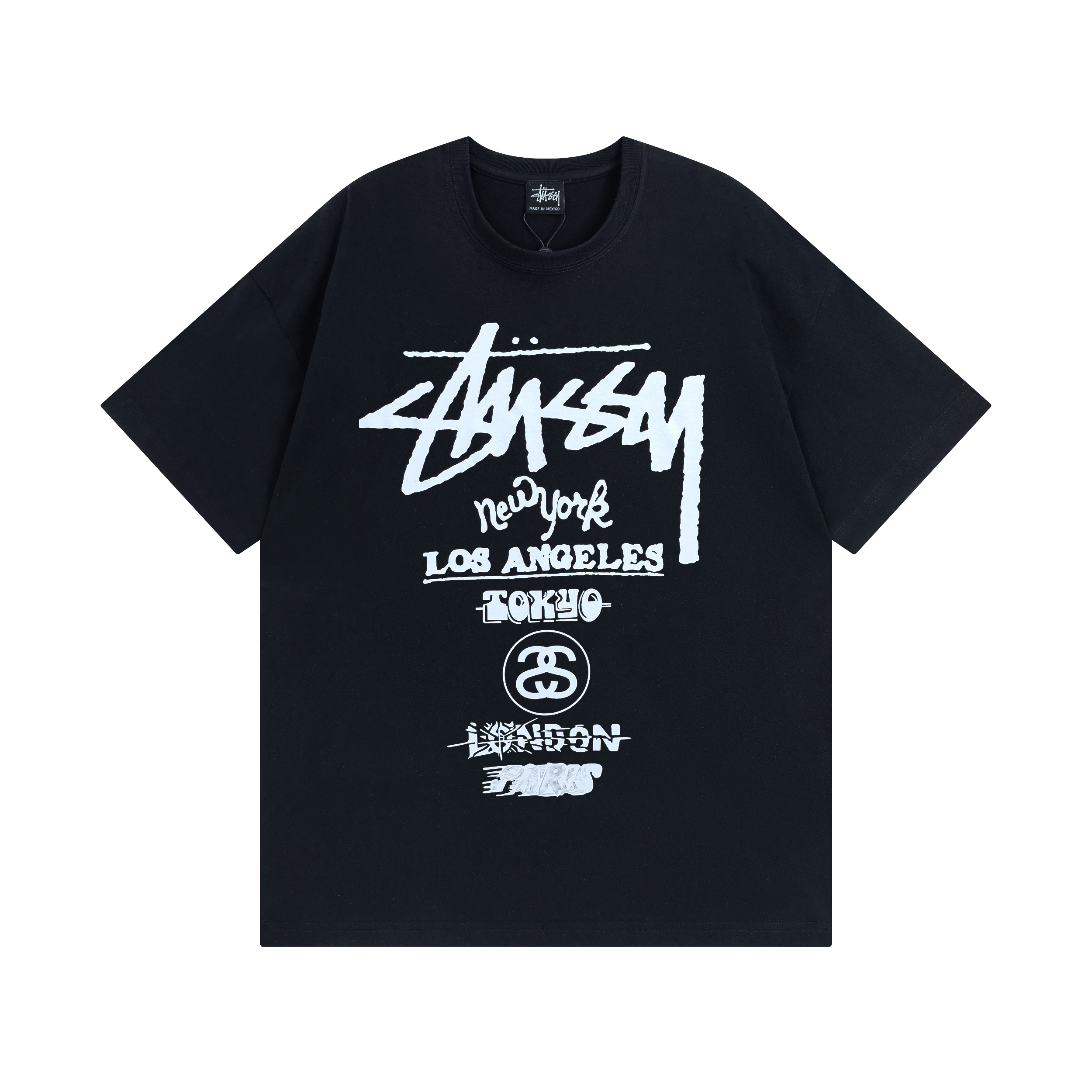 Stussy Global‑City List Graphic Oversized Short‑Sleeve Tee XB914
