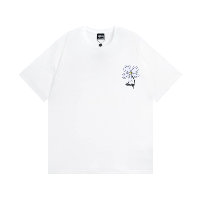 Stussy Hand‑Drawn Four‑Petal Flower Graphic Oversized Short‑Sleeve Tee XB919 02
