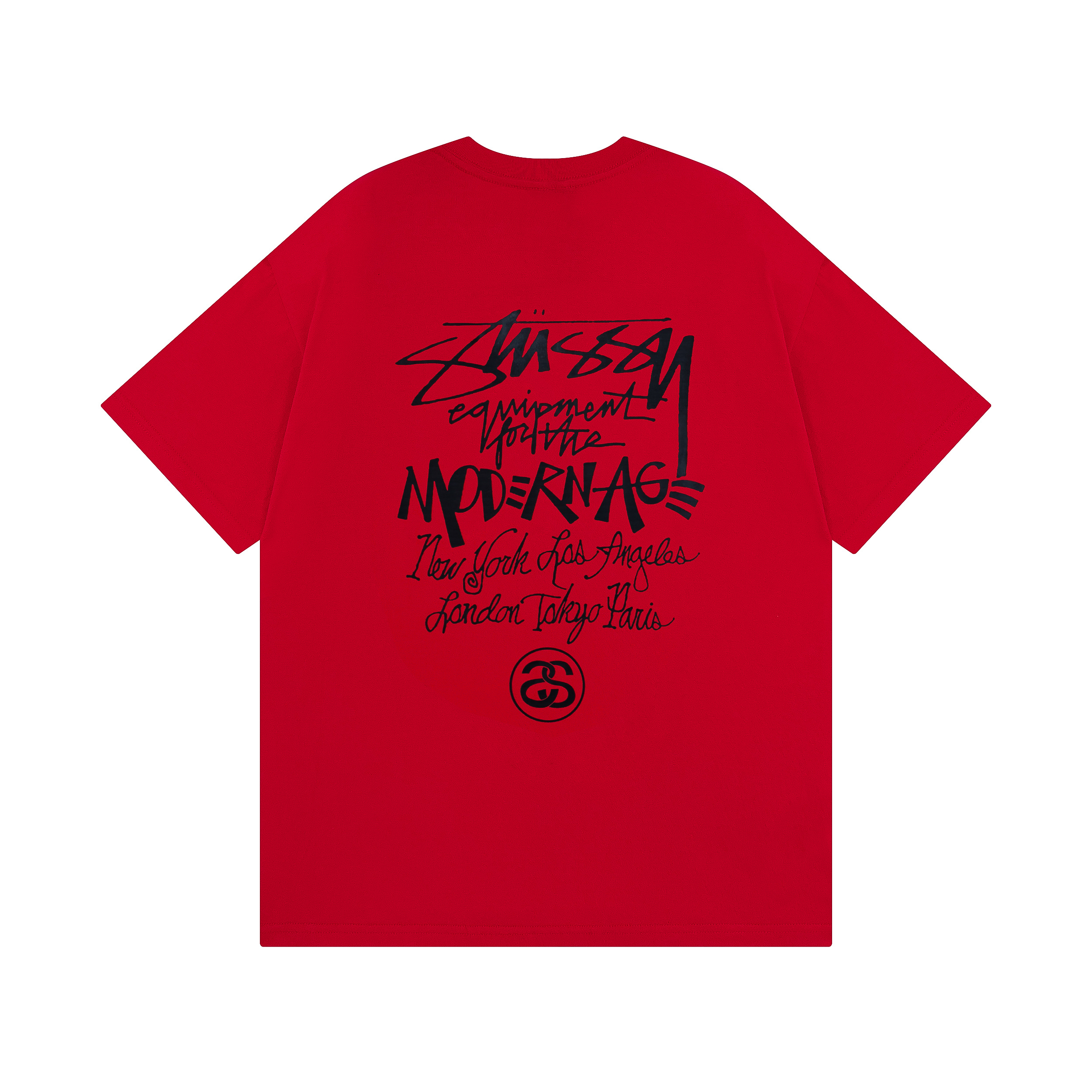 Stussy Modern‑Age Hand‑Script Text Graphic Oversized Short‑Sleeve Tee XB920