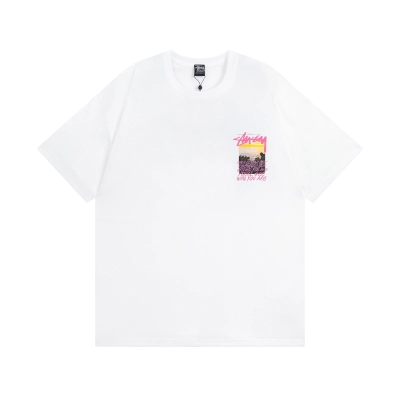 Stussy Sunset‑Ocean Photo Text Graphic Oversized Short‑Sleeve Tee XB926 02