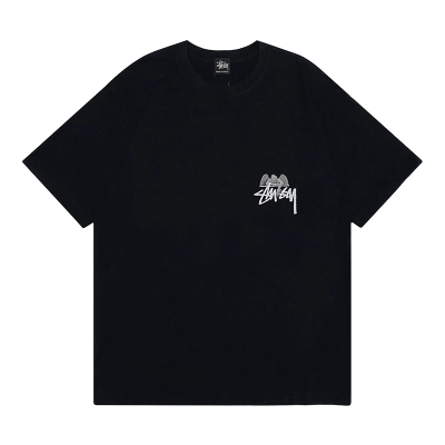 Stussy Angel‑8‑Ball Dark‑Tone Art Graphic Oversized Short‑Sleeve Tee XB934 02
