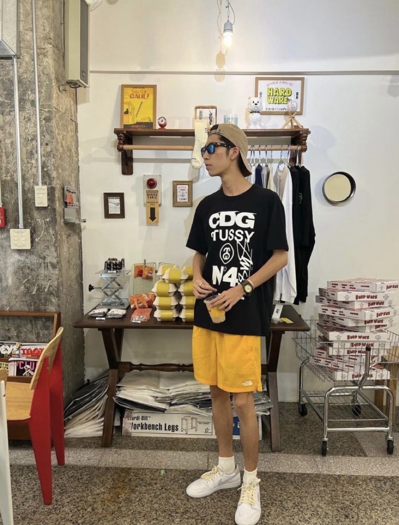 Stussy CDG No.4 Combined‑Typography Oversized Short‑Sleeve Tee XB945