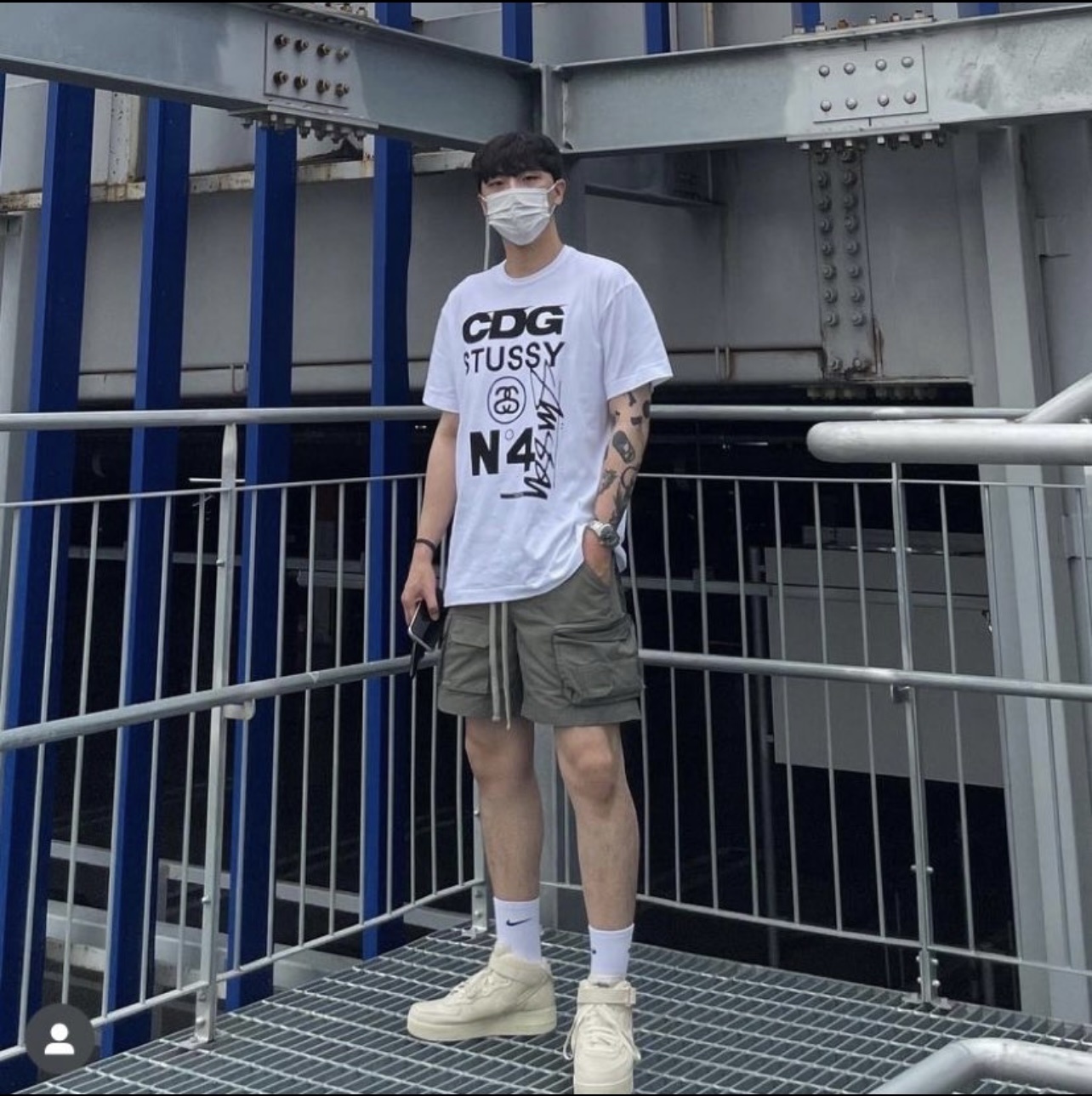 Stussy CDG No.4 Combined‑Typography Oversized Short‑Sleeve Tee XB945