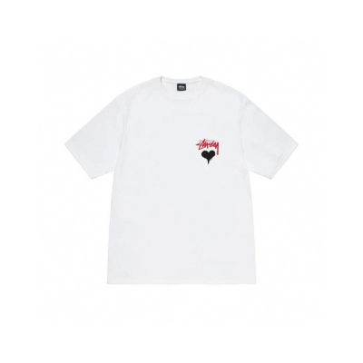 Stussy Drip‑Heart Graffiti‑Logo Oversized Short‑Sleeve Tee XB959 02