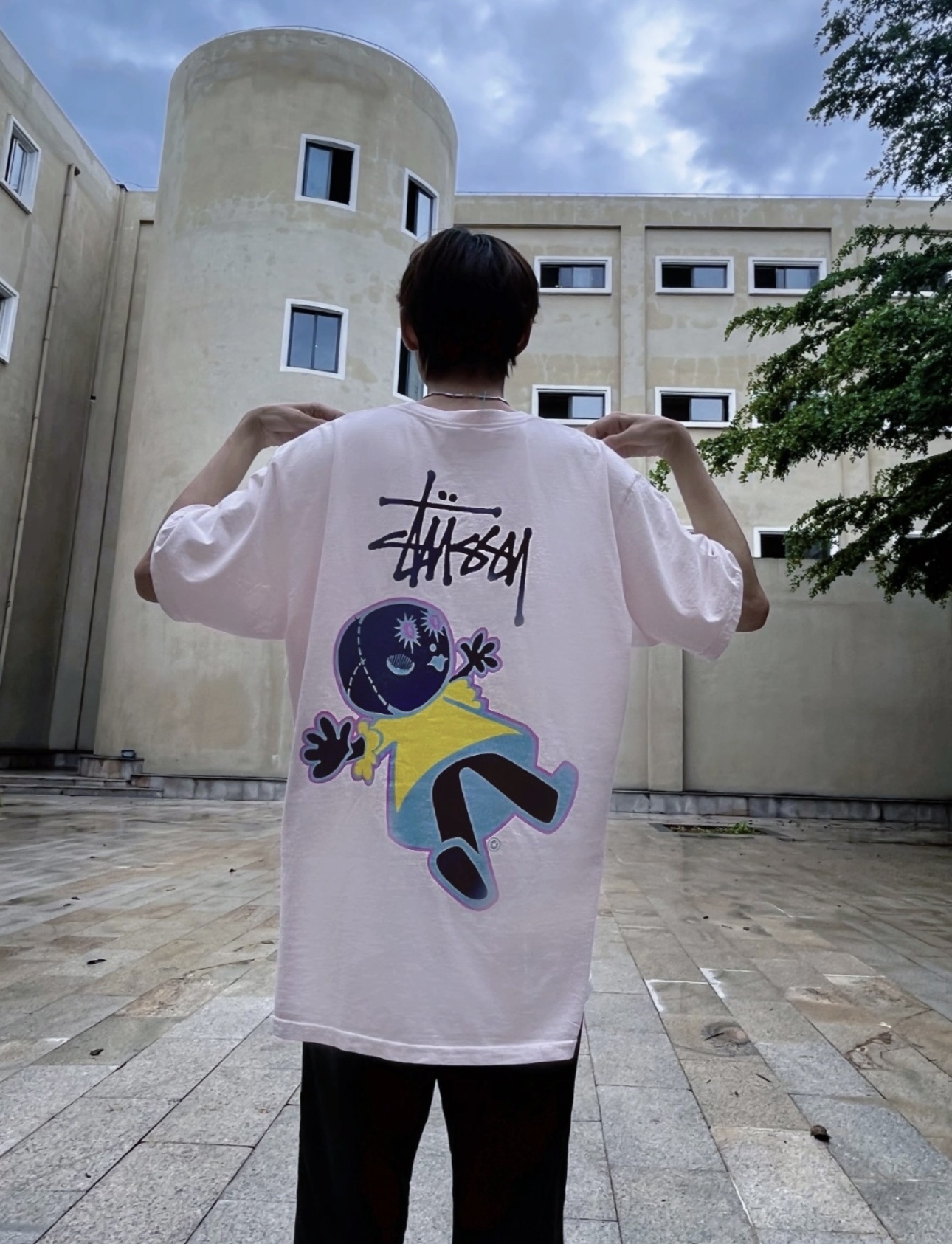Stussy Voodoo Doll Cartoon Graphic Short‑Sleeve Tee XB976