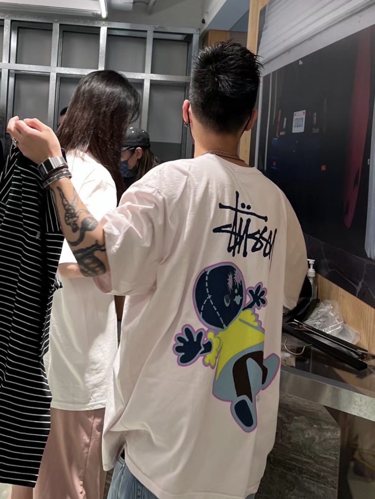 Stussy Voodoo Doll Cartoon Graphic Short‑Sleeve Tee XB976