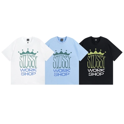 Stussy Crown Workshop Letter‑Graphic Short‑Sleeve Tee XB983 01