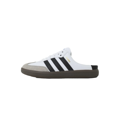 Adidas Samba White Black T-Toe Suede Mule LB3814  01