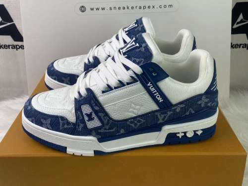 Louis Vuitton Trainer Denim Monogram Blue QC Photos
