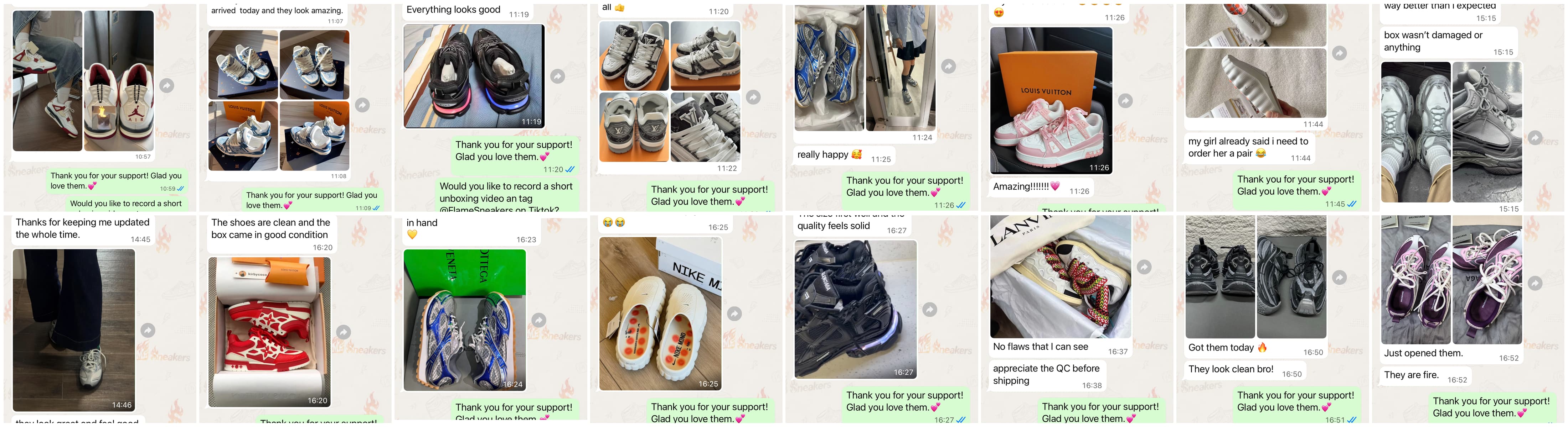 FlameSneakers product quality and QC display