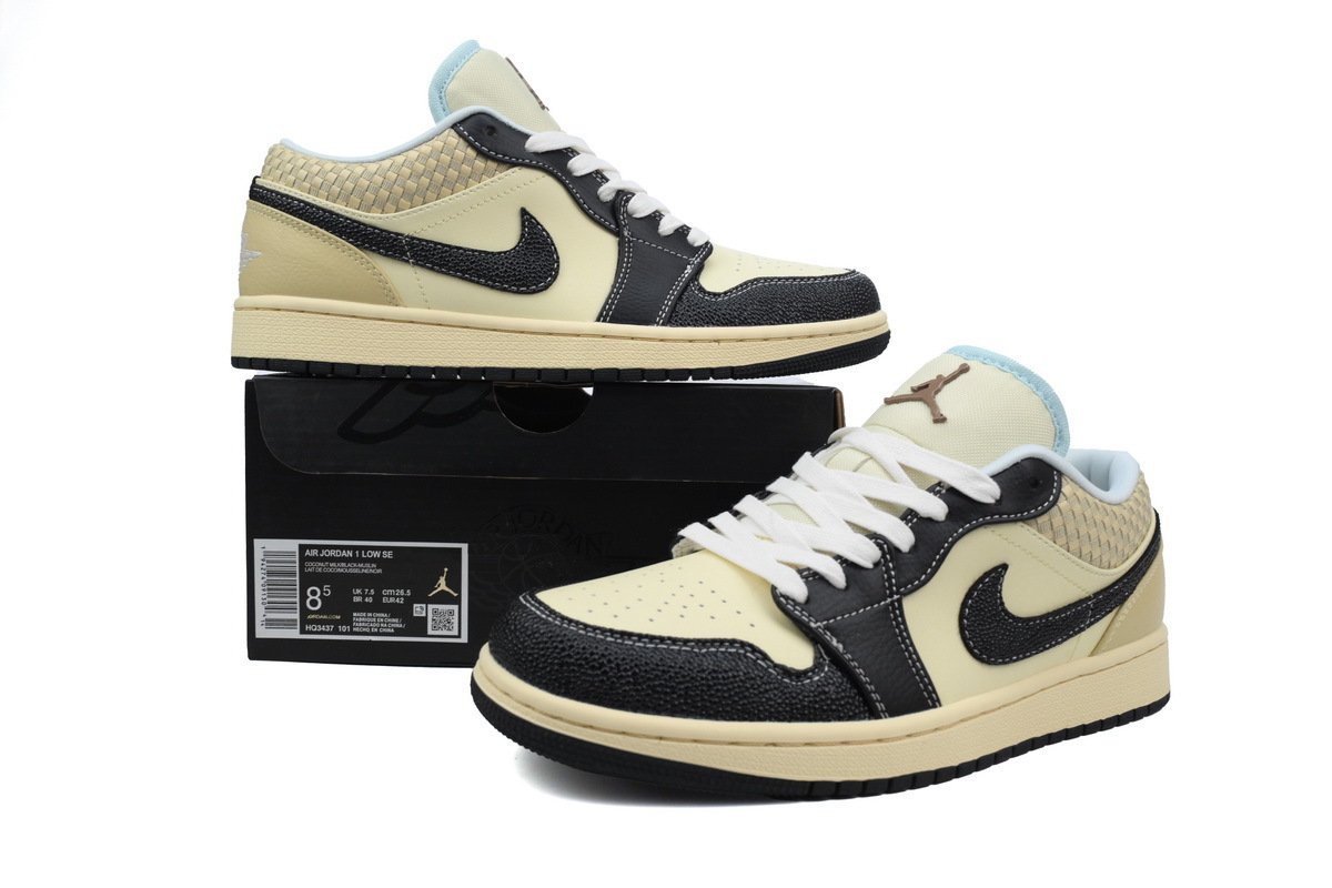 Air Jordan 1 Low SE 'Coconut Milk Black' HQ3437-101