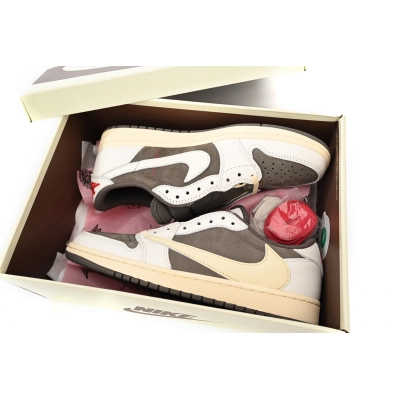 FLAME God Travis Scott x Air Jordan 1 Low White Brown Barb DM7866-162 02