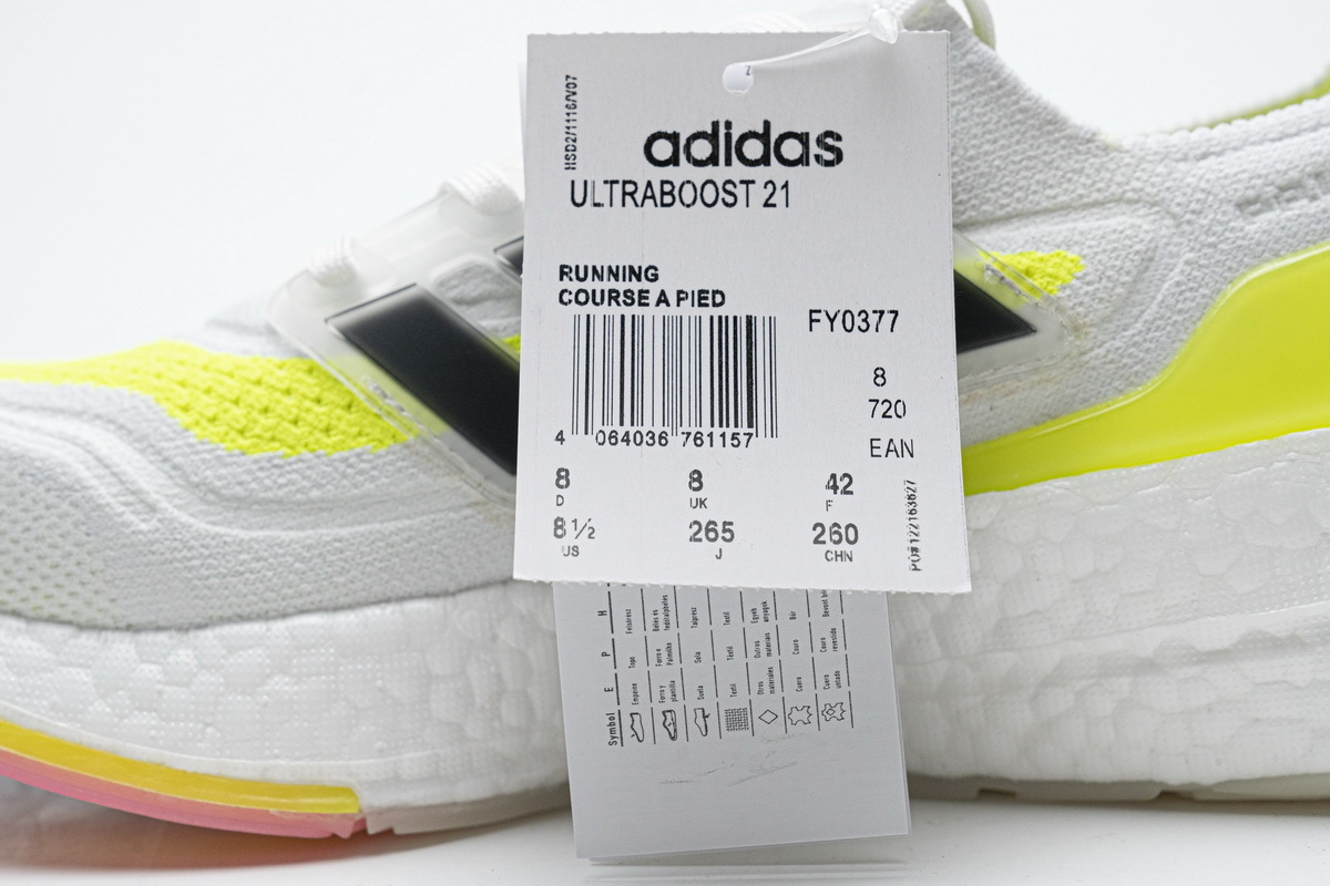 adidas Ultra Boost 2021 White Yellow Black FY0377
