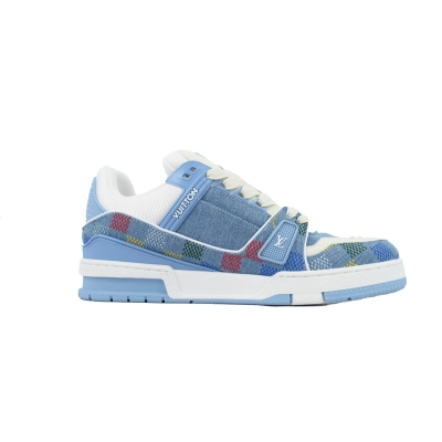 Louis Vuitton Trainer Light Blue Grid 1AHCYB 02