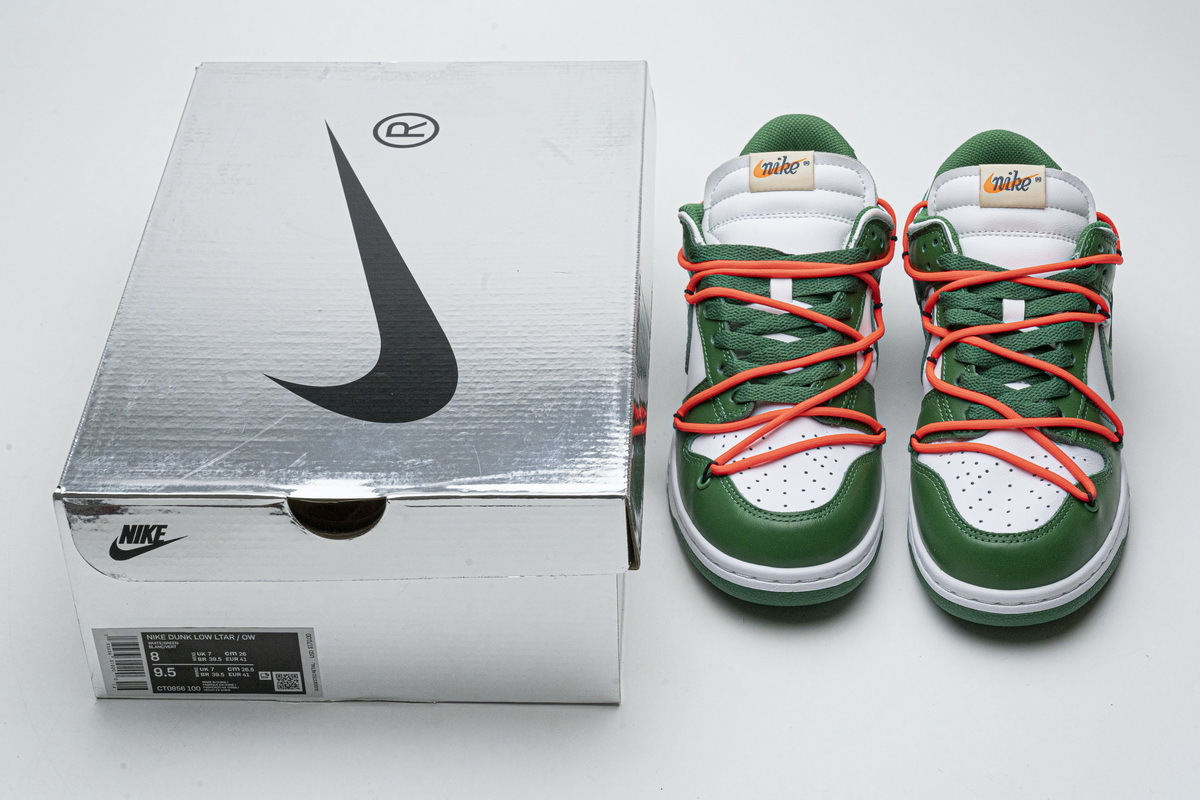 FLAME God OFF-WHITE x Nike Dunk SB Low Pine Green CT0856-100