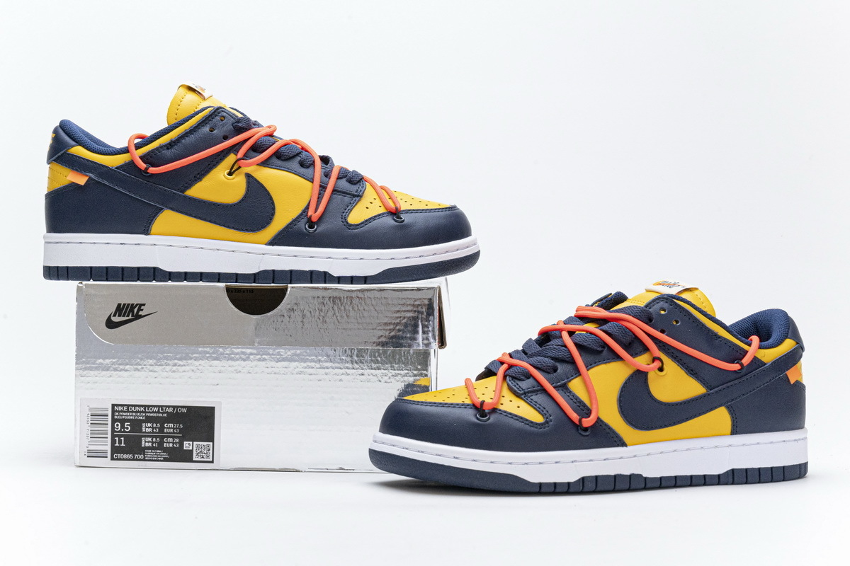 OFF-WHITE X Nike Dunk SB Low White Michigan CT0856-700