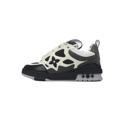 LOUIS VUITTON Skate Leather lace up Fashionable Board Shoes Black Gray 1AC52M 01
