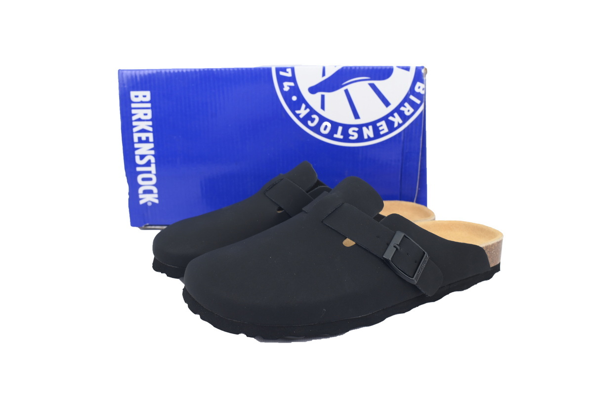 Birkenstock Boston Soft Footbed Black Oil Surface Slippers 059461