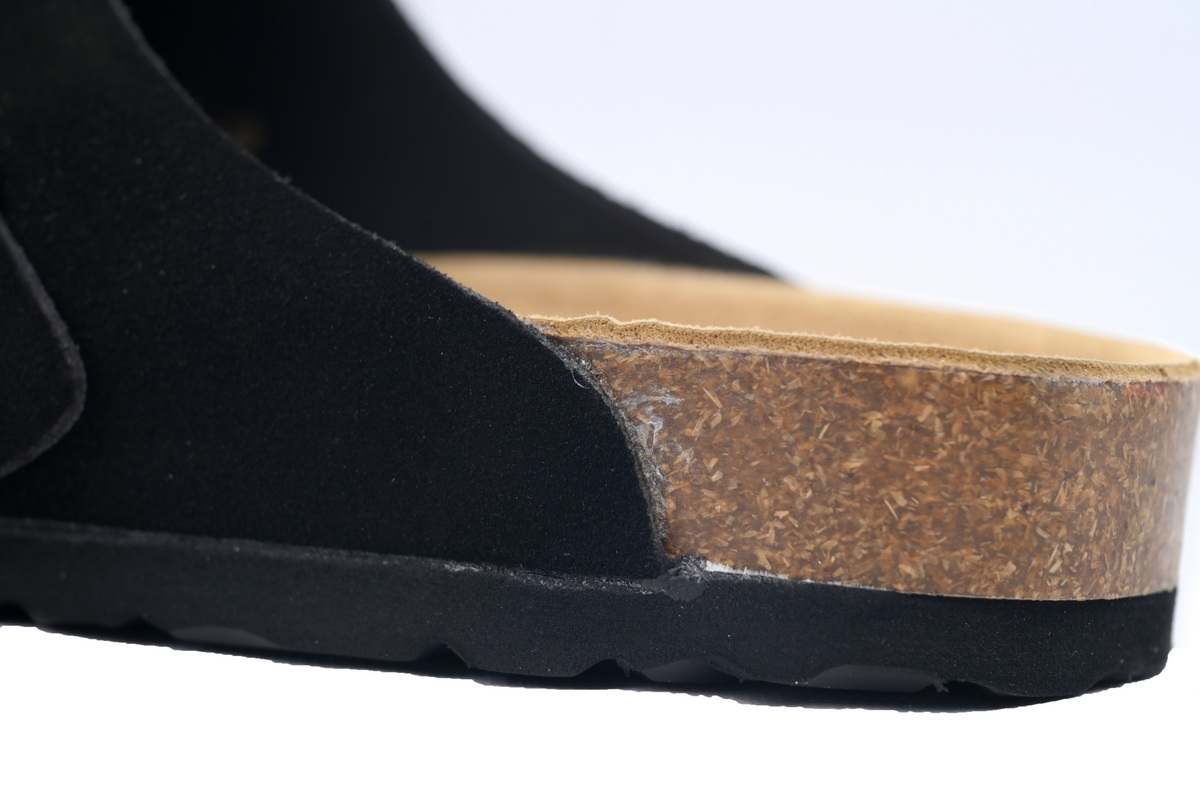 Birkenstock Boston Soft Footbed Black Velvet And Black Buckle Slippers 0660471