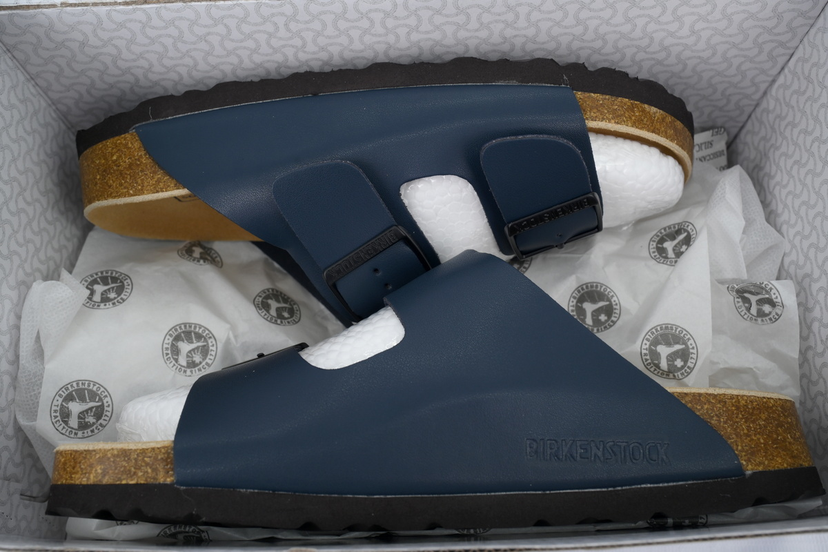 Birkenstock Boston Soft Footbed Blue Leather Surface Slippers 0051751