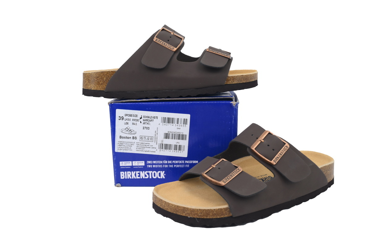 Birkenstock Boston Soft Footbed Brown Leather Surface Slippers 0051701