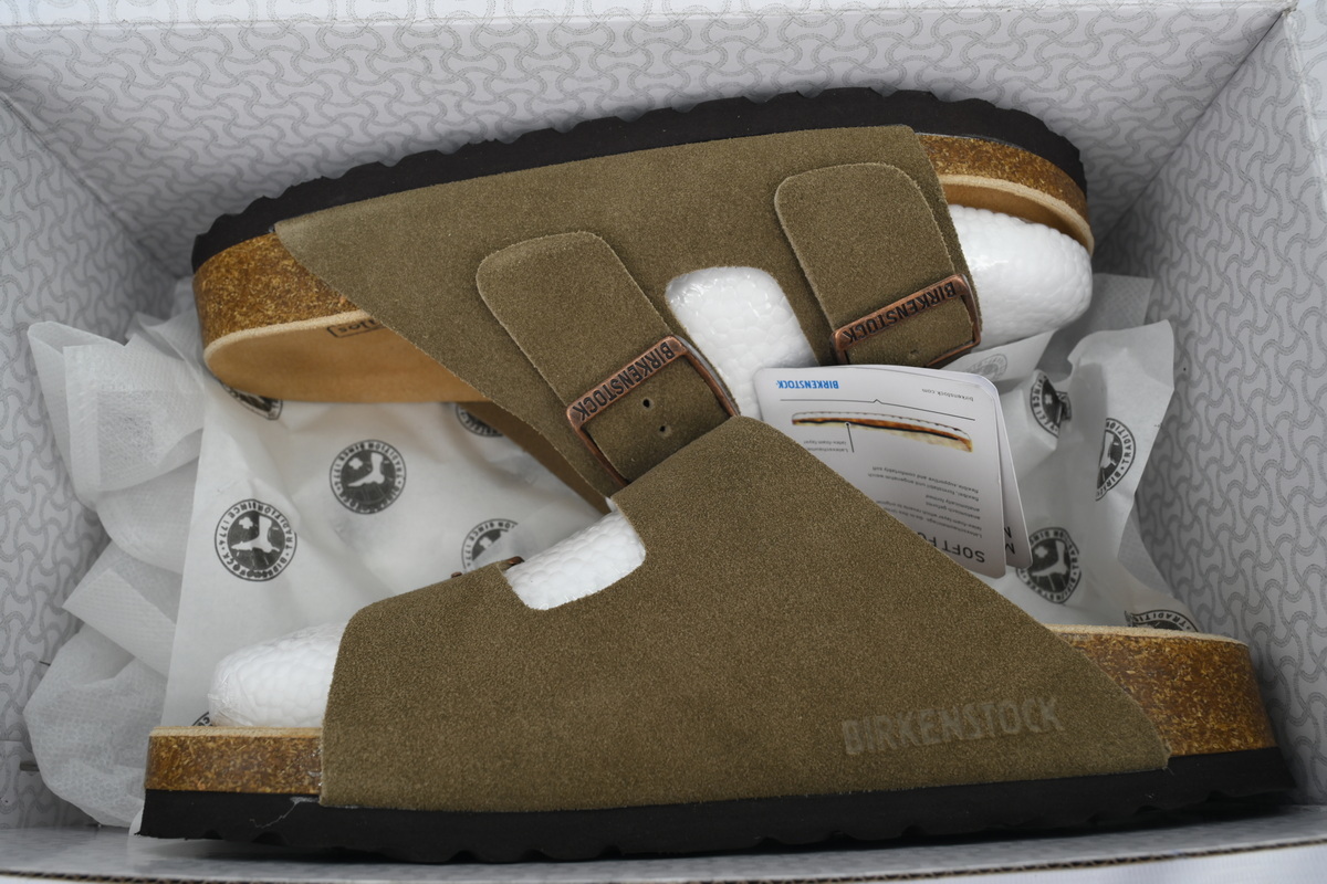 Birkenstock Arizona Suede Thyme Green Slippers 1025008