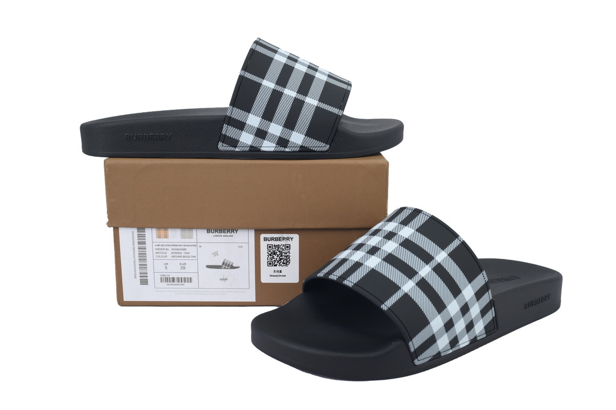 Burberry Check  Black Calico Slippers 81075141