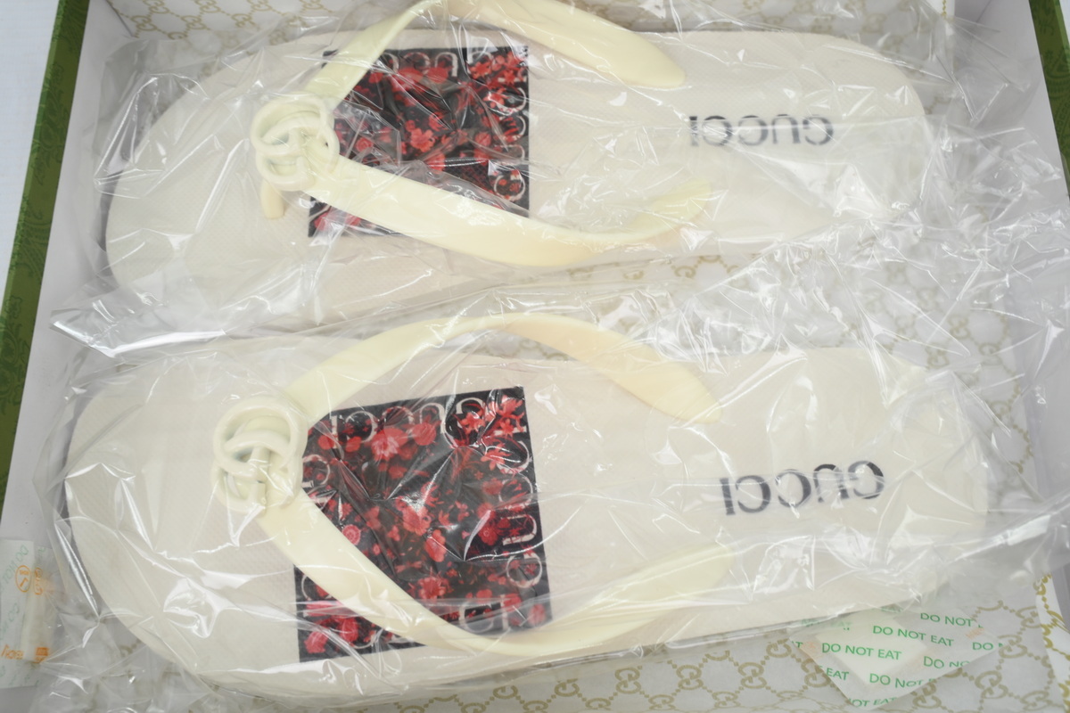 Gucci Bottom Flower Rice White Slippers 659229 JFA00 9061
