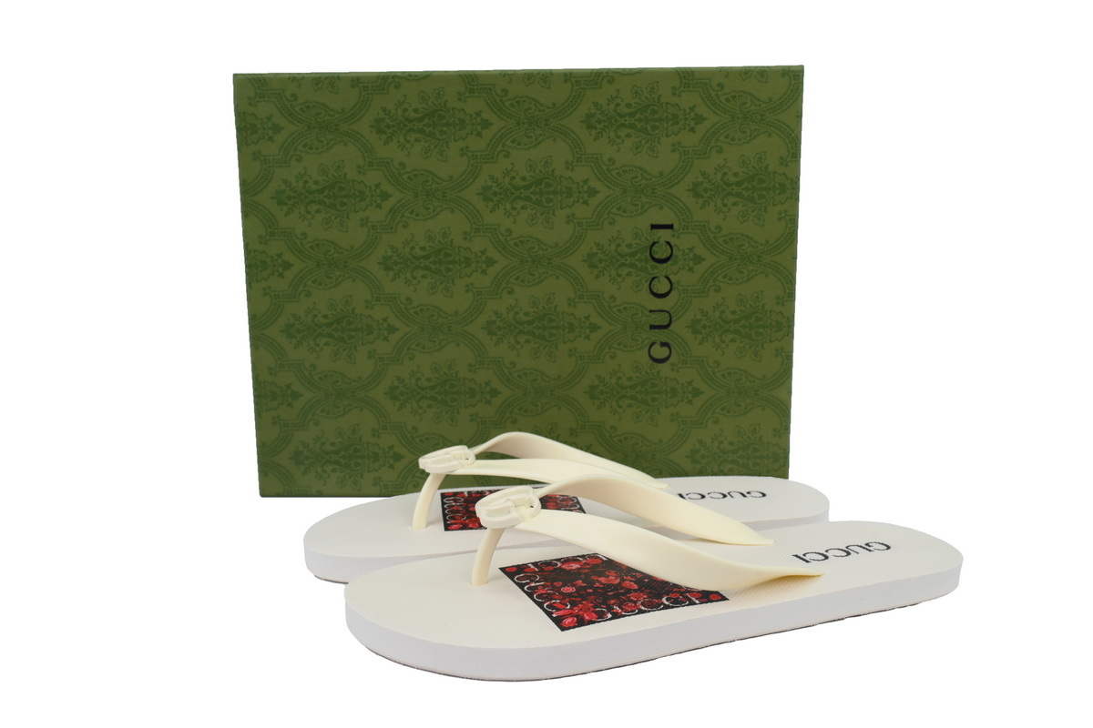 Gucci Bottom Flower Rice White Slippers 659229 JFA00 9061
