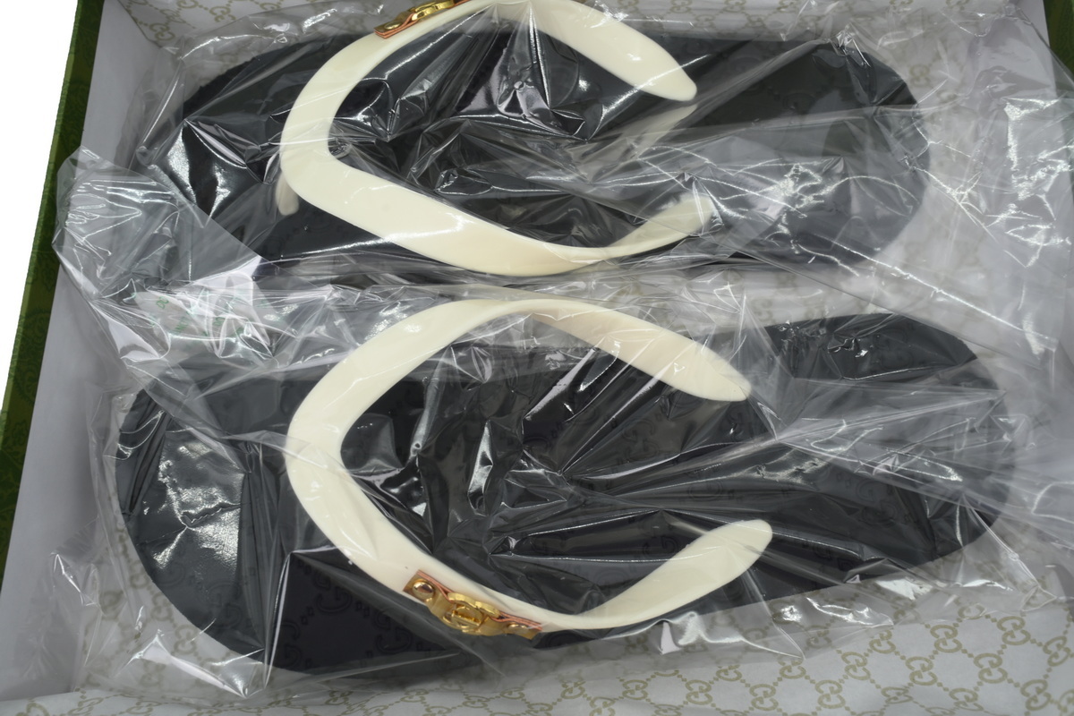 Gucci Double G Printed Black Rice Slippers 692882 JFA00 9062