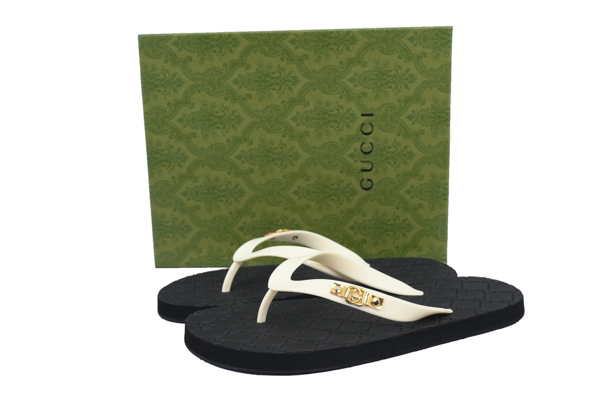 Gucci Double G Printed Black Rice Slippers 692882 JFA00 9062