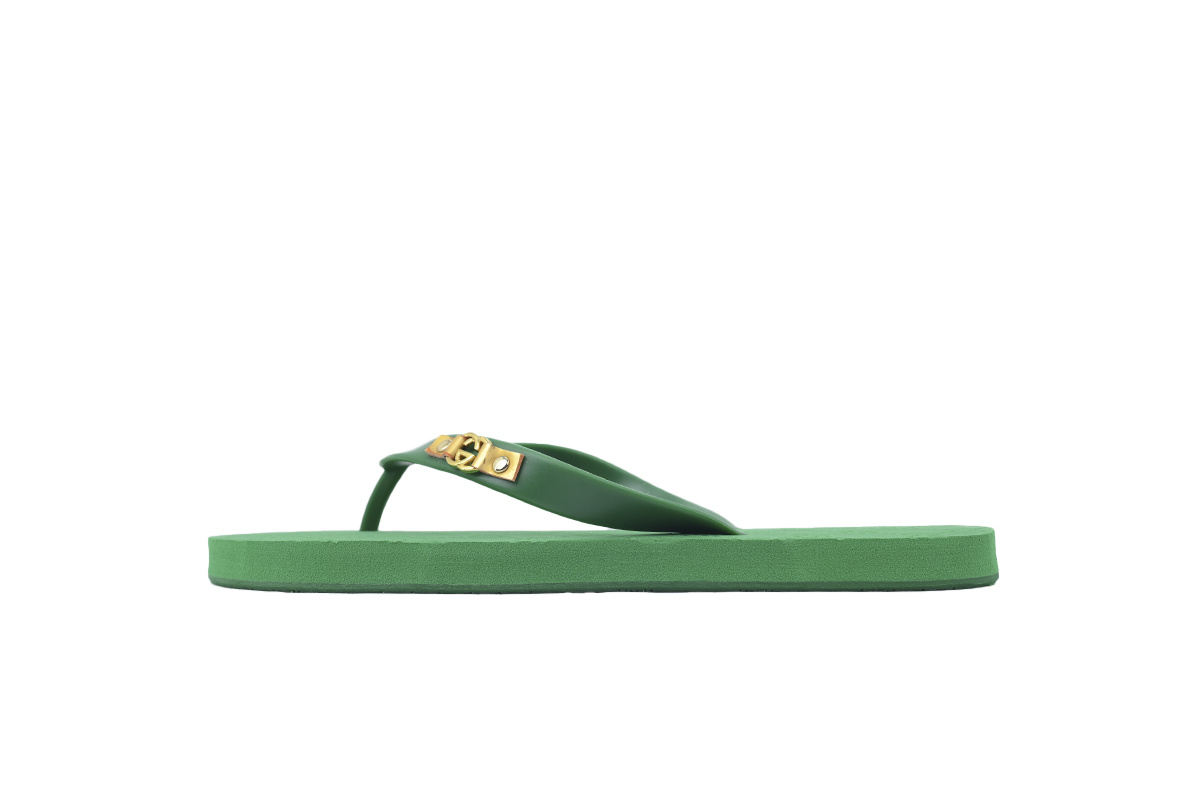 Gucci Double G Printed Green Slippers 692882 JFA00 3060