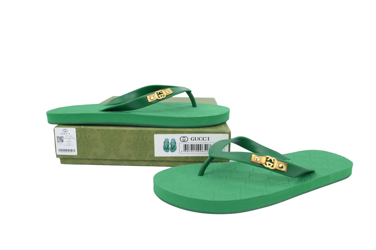 Gucci Double G Printed Green Slippers 692882 JFA00 3060