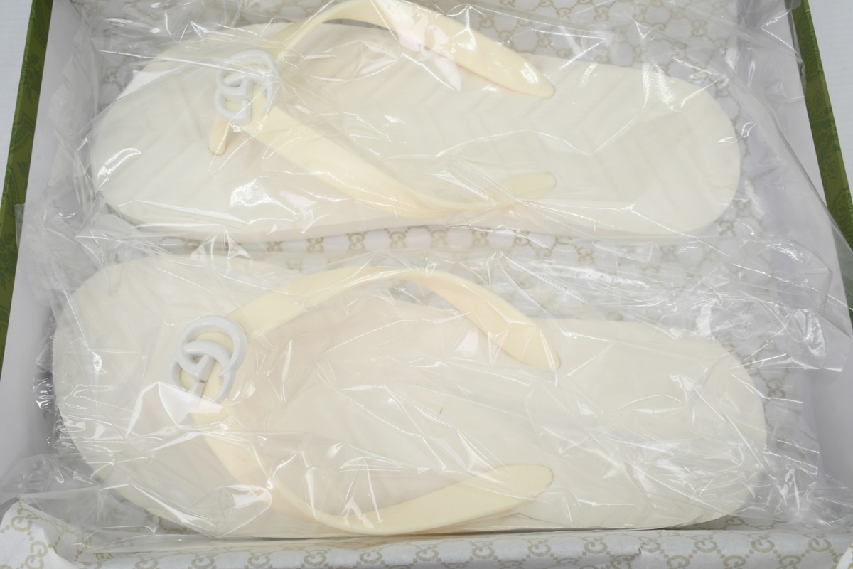 Gucci Double G Rice White Slippers 692882 JFA00 9022