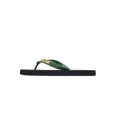 Gucci Double G Black Green Slippers 692882 JFA00 3060 01