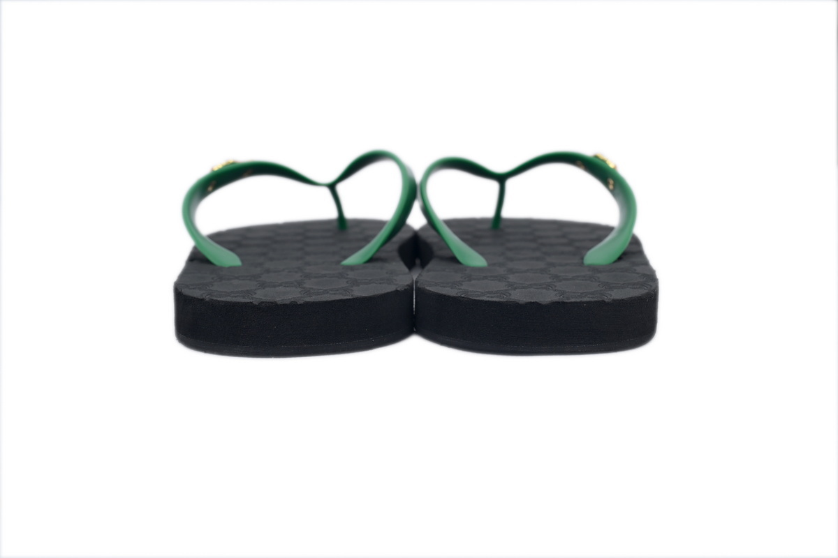 Gucci Double G Black Green Slippers 692882 JFA00 3060