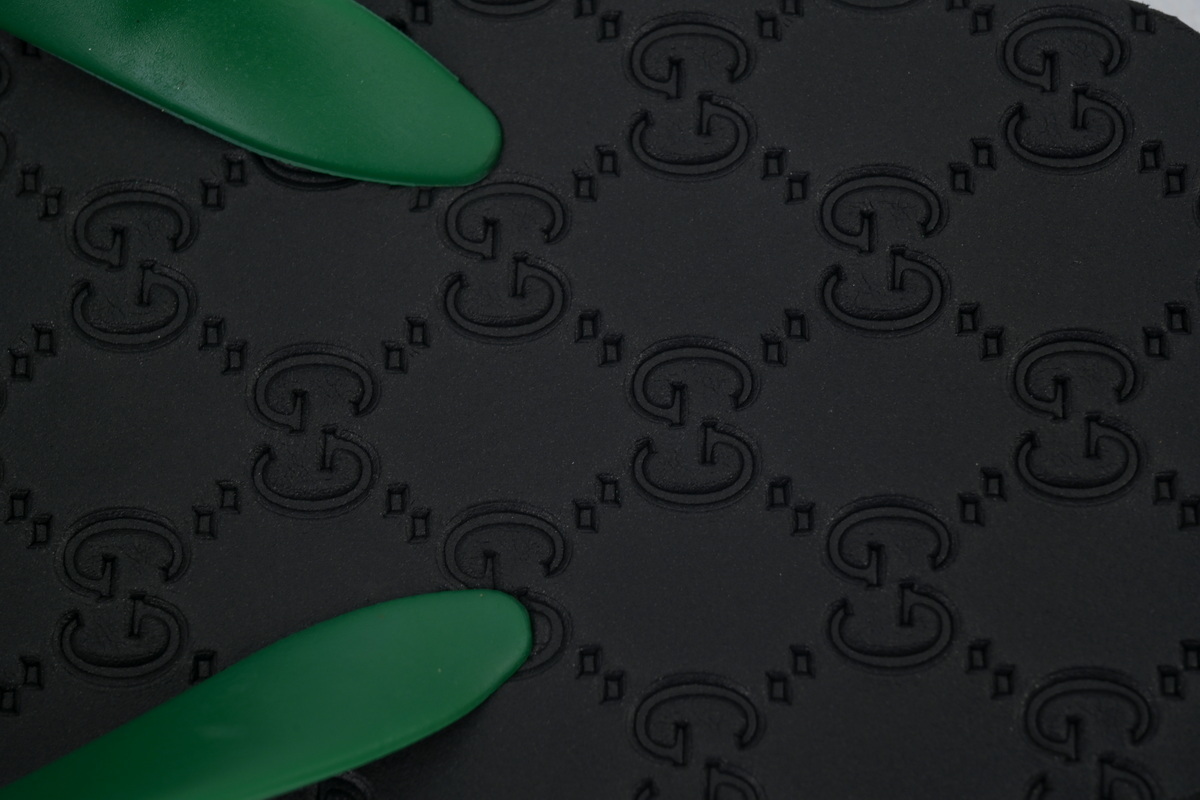 Gucci Double G Black Green Slippers 692882 JFA00 3060