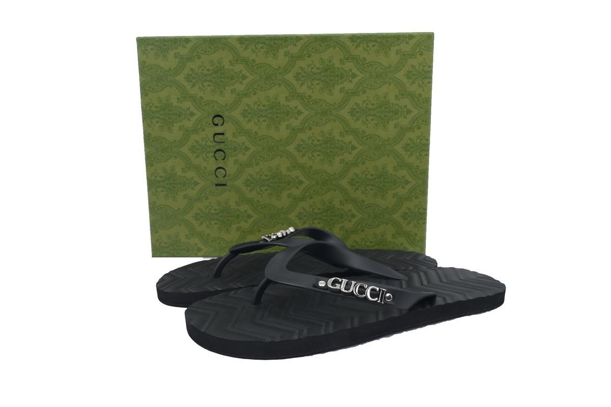 Gucci Silver Black Slippers 724733 JFA00 1000