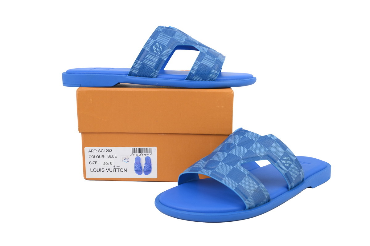 LOUIS VUITTON Oasis Blue Check Slippers 1AC5E6