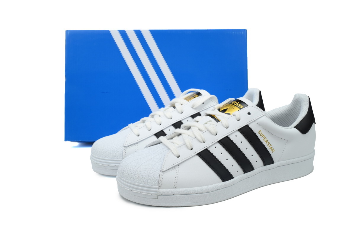 Adidas Superstar Shoes White Black Gold EG4958