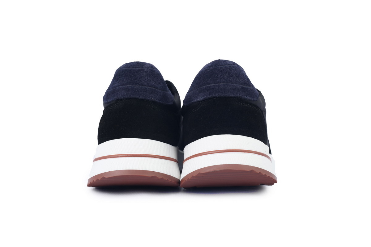 Loro Piana Week End Walk Suede-Trimmed Shell Sneakers Black V18 8000