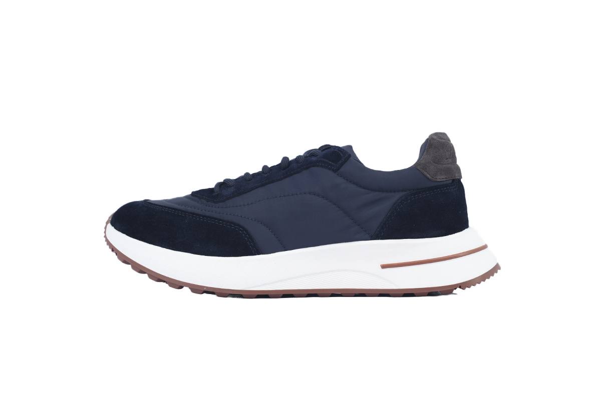 Loro Piana Week End Walk Suede-Trimmed Shell Sneakers Blue V18 W000