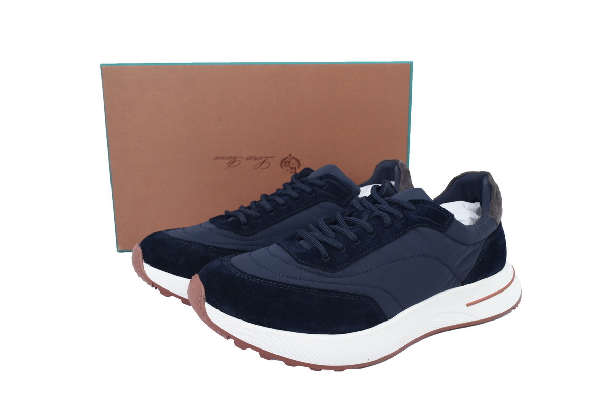 Loro Piana Week End Walk Suede-Trimmed Shell Sneakers Blue V18 W000
