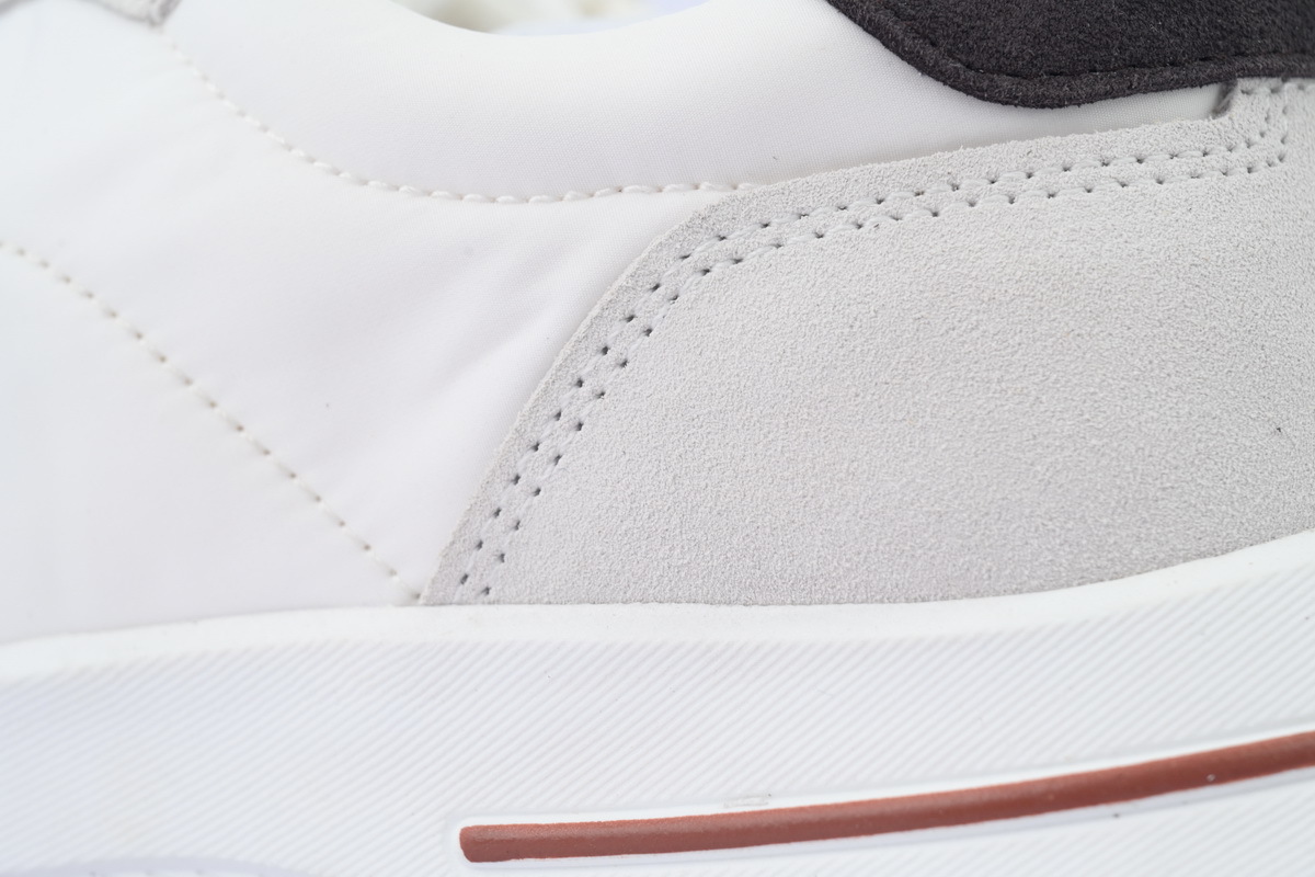 Loro Piana Week End Walk Suede-Trimmed Shell Sneakers White V18 1000