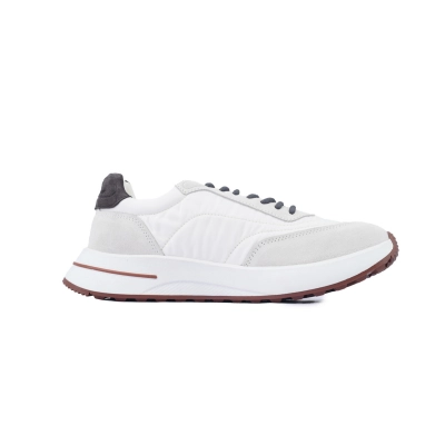 Loro Piana Week End Walk Suede-Trimmed Shell Sneakers White V18 1000 02
